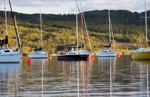 Yachts and sailboats at Ghost Lake Marina, Alberta