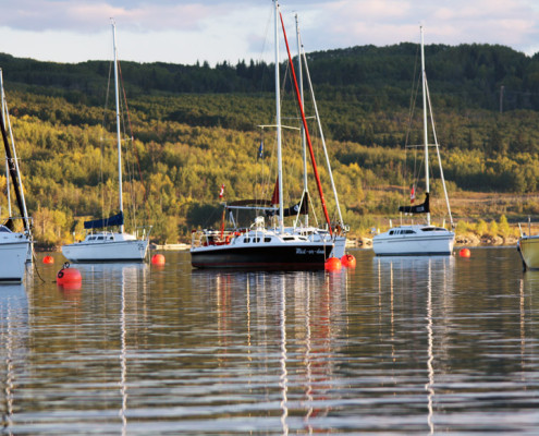 Yachts and sailboats at Ghost Lake Marina, Alberta